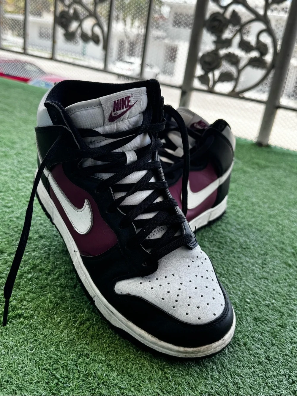 Nike Women’s Mid-Top Sneakers in Black, White & Burgundy